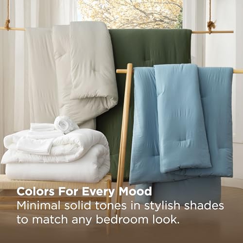 Image of Bedsure Dark Green Bed Set Queen Size, Soft Bed in a Bag 7 Pieces, Alternative Comforter Set for All Seasons, Breathable Marshmallow Prewashed Bedding Set with Comforters, Sheets, Pillowcases & Shams