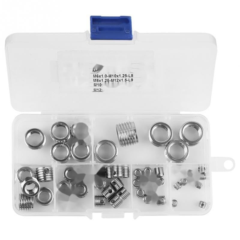 58Pcs/Set Self Tapping Thread Inserts Thread Repair Insert Screw Repair Tools Assortment Kit Fastener Hardware Stainless Steel
