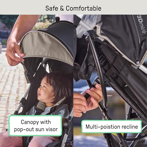 Image of Ingenuity 3D Mini Convenience Stroller - Lightweight Stroller with Compact Fold, Multi-Position Recline, Canopy with Pop Out Sun Visor - Umbrella Stroller for Travel and More, Cashew Tan