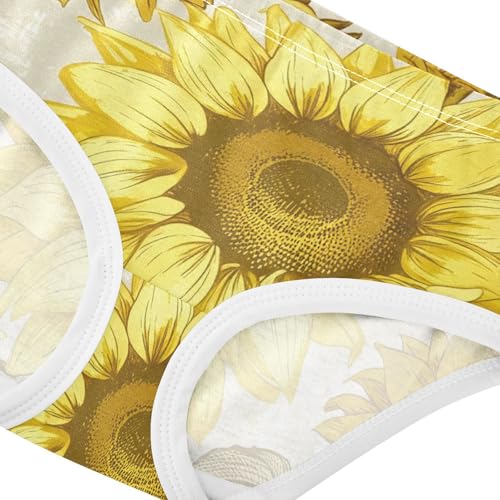 Vintage Sunflowers Yellow Brown Panties Little Girl Toddler Underwear Floral Cotton Cartoon Briefs Kids Undies 2t4