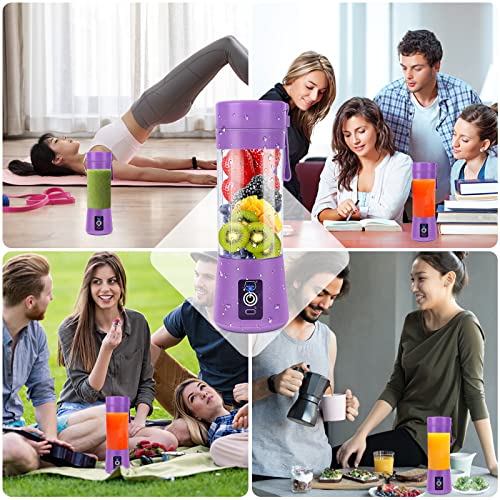 Image of Portable Blender, Personal Mini Juice Blender with Six Blades (Purple) | Mini Juice Blender with Six Blades in 3D, USB Rchargeable Juicer Cup, Take It for Traveling,Outdoor,Gym,Office,Cars,Gift