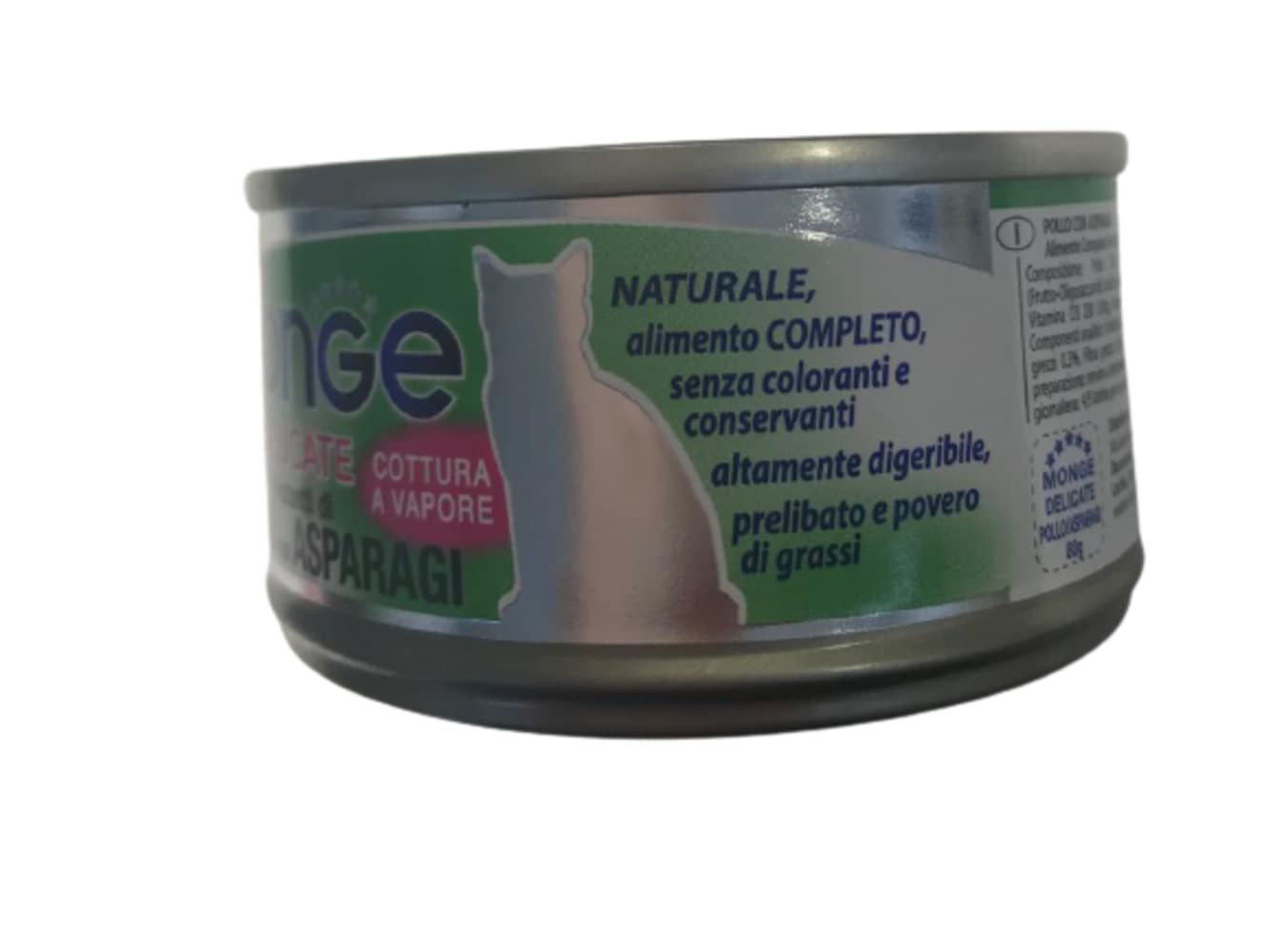 Monge Delicate natural superpremium Quality Kawałki kurczaka ze szparagami dla kotów, gotowanie na parze. Opakowanie 24 pudełka (80 gr. jeden). Bez barwników i konserwantów