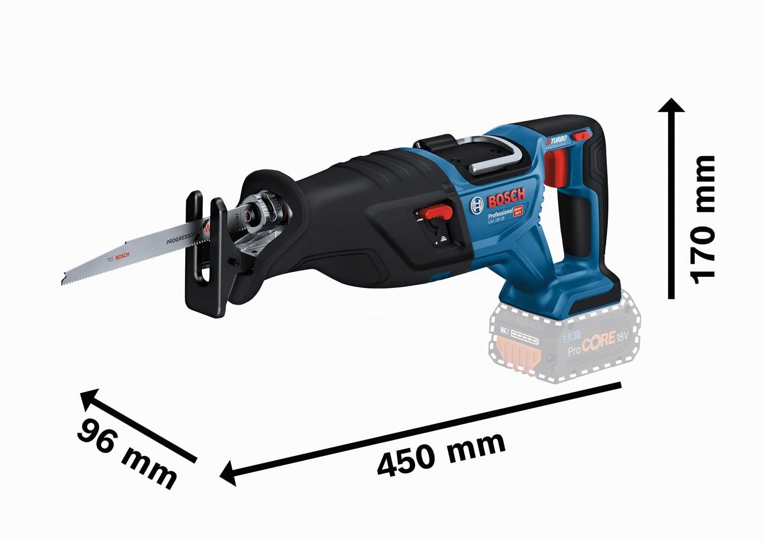 Bosch Professional 18V System scie sabre sans-fil BITURBO GSA 18V-28 (sans batterie ni chargeur)