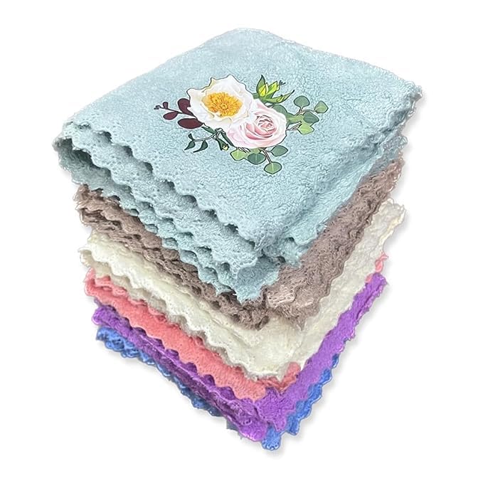 Face Towel Handkerchief Rumal 300GSM Soft and Absorbent Rubber Printed Face Towels for girls Women's, Kids and Newborn Babies Set of 3 Multicolor-image-32