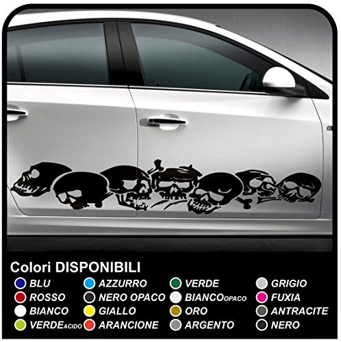 Masquez les rayures de carrosserie avec les autocollants agressifs Skulls noirs pour voiture