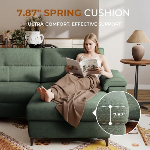 Image of Upvilla 35 inch Large Storage Ottoman Deep Seat Sofa for Living Room (Green)