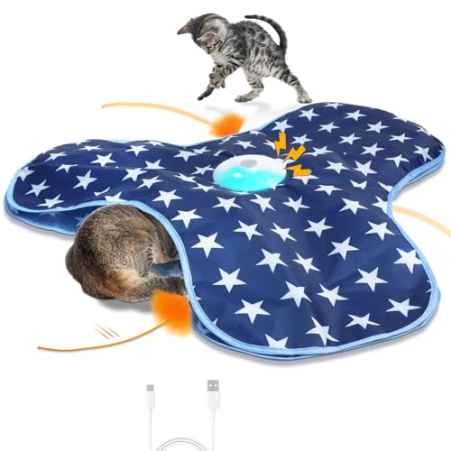 Sofolor-Interactive-Cat-Toy-Rechargeable-Cat-Exercise-Toys-for-Indoor-Bored-Adult-Cats-Hide-and-Seek-Toy-with-Motion-Activated-Moving-Feather-Chirping Sofolor Interactive Cat Toy Rechargeable, Cat Exercise Toys for Indoor Bored Adult Cats, Hide and Seek Toy with Motion Activated, Moving Feather, Chirping - Image 1