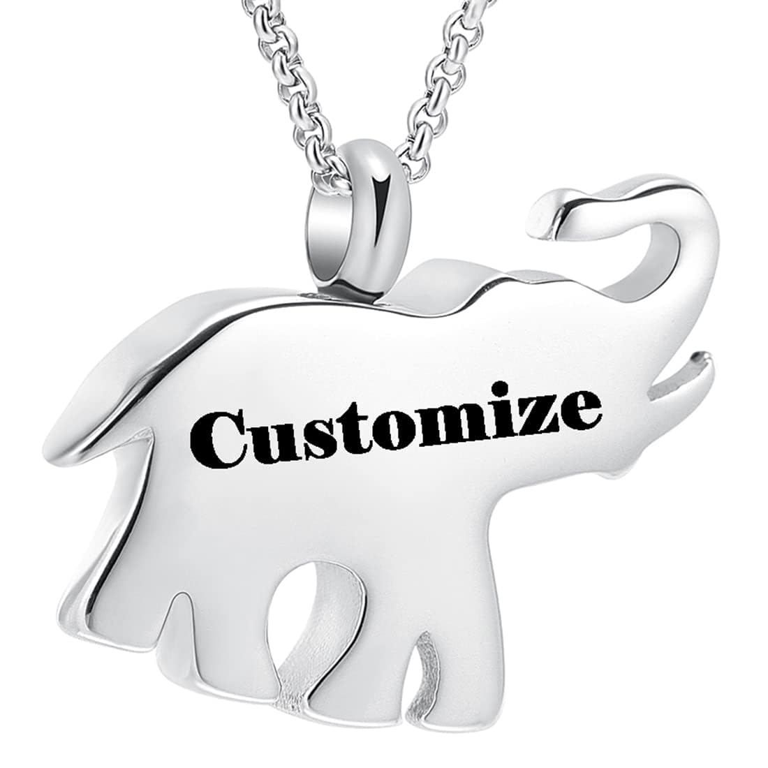 Cremation Jewelry for Ashes Elephant Shape Stainless Steel Keepsake Memorial Pendant Locket Urn Necklace for Pet/Human — image 1