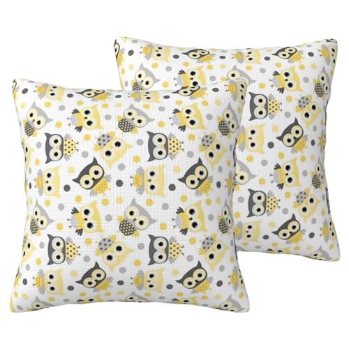 Housses de coussin motif chouettes de qualité supérieure en lin synthétique texturé - 2