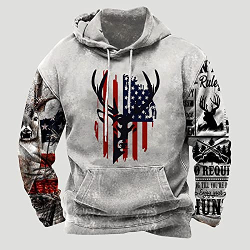 Men's Hooded Sweatshirt American Flag Print Long Sleeve Pullover Sweatshirt Vintage Tribal Aztec Graphic Hoodie Tops #TOP1