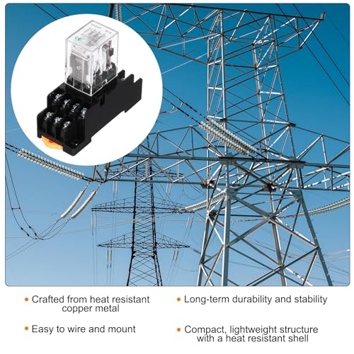 Relé electromagnético 24V CC de 14 pines con base DPDT 4NO 4NC 5