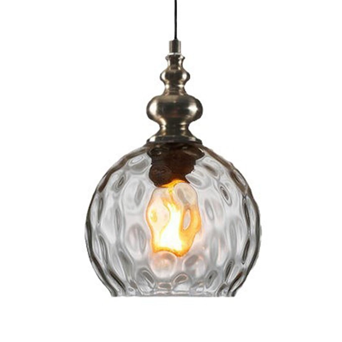 HUAYUSEDF Vintage Pendant Lights Glass Lampshade Modern Hanging Lamps Adjustable Height Lighting for Bedroom Kitchen Island Dining Room Living Loft (Transparent,S(20cm))(Transparent,S(20cm))
