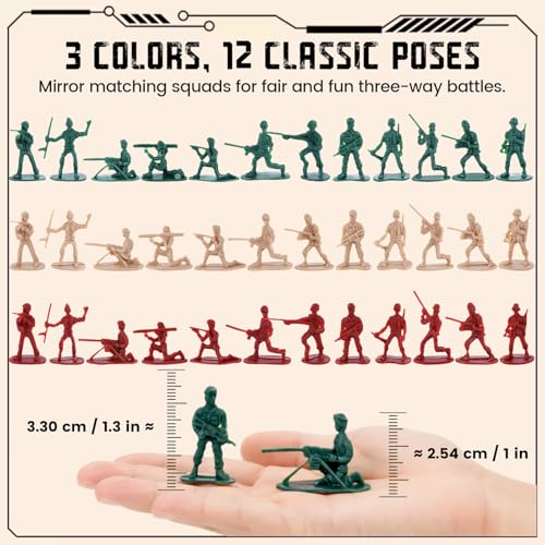 3 otters 300PCS Toy Soldiers Set, Army Men Figures Military Toys for Boys, Kids Toys Birthday Gift, 3 Colors