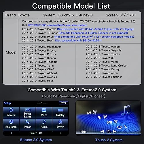 CARabc Adaptador Sem Fio Carplay Android Auto para Toyota com Entune2.0 2014-2019, Adequado para Tun