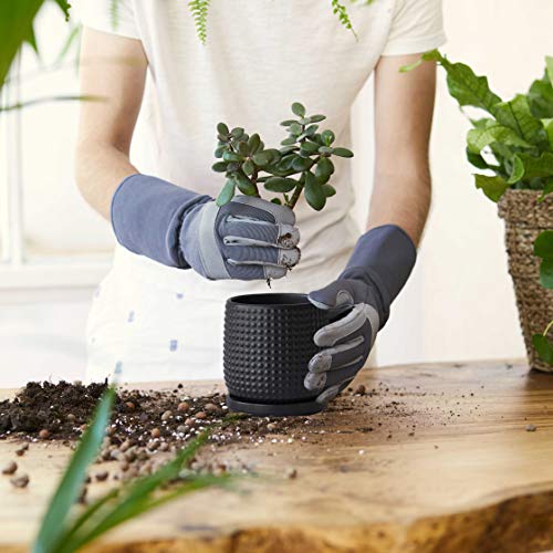 Pot de fleurs noir en grès 10,2 cm avec soucoupe intégrée - 3