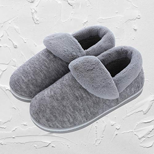 Pantufas macias de pelúcia para uso , pantufas antiderrapantes para homens e mulheres, Cinza, 41-42