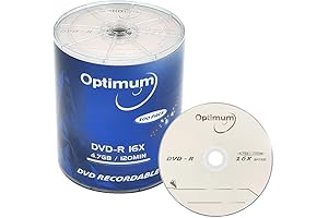 OPTIMUM DVD-R Blank Disc 4.7GB/16X Recordable Discs - 100 Pack Branded Logo (no container)