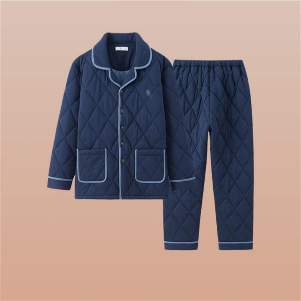 Men's Quilted Pajamas Set Three-layer Thickened Winter Cotton Home Service Large Size Clothing