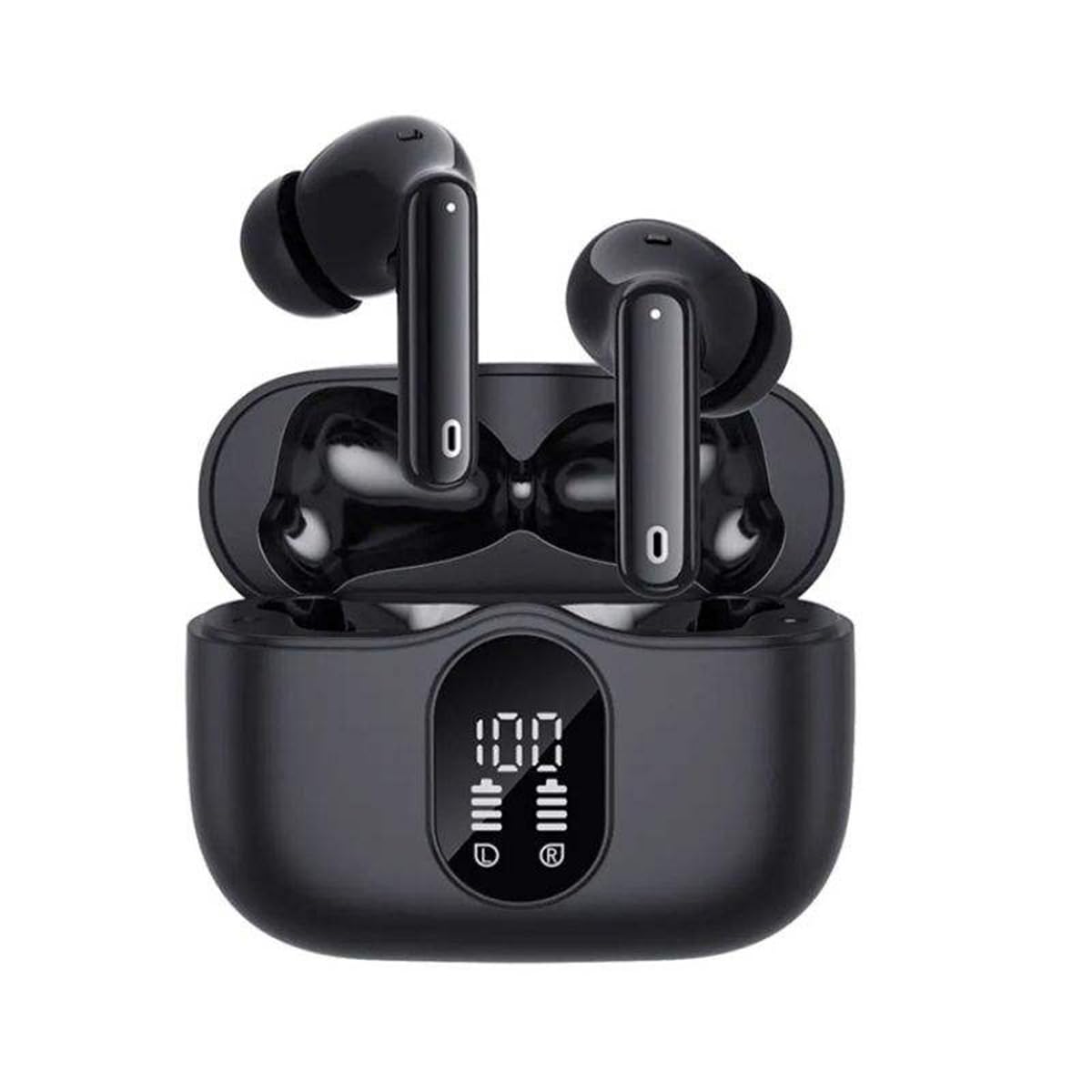 IKXO Wireless Earbuds Bluetooth Headphones with LED Power Display Built-in ENC Noise Cancelling Mic Deep Bass Stereo and