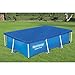 Bestway 58105 Flowclear Pro 102 x 67 Inch Rectangular UV Resistant Polyethylene Above Ground Swimming Pool Cover with Ropes, Blue