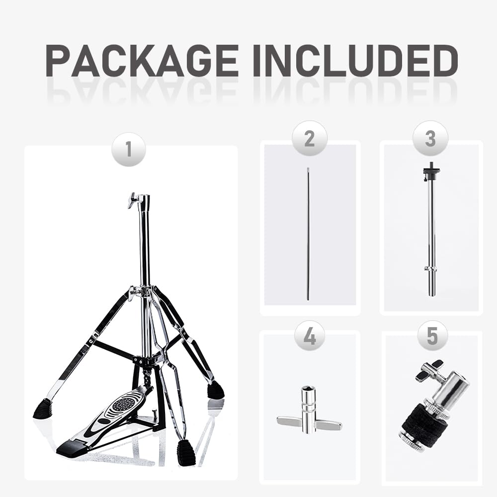 Vaisoeny Soporte De Charleston, Soporte De Trípode Para Hi-hat, Altura Regulable De 23,6 A 39,3 Pulgadas, Soporte De Doble Puntal Con Pies De Goma Antideslizantes Amplios (V-CC-VZ10