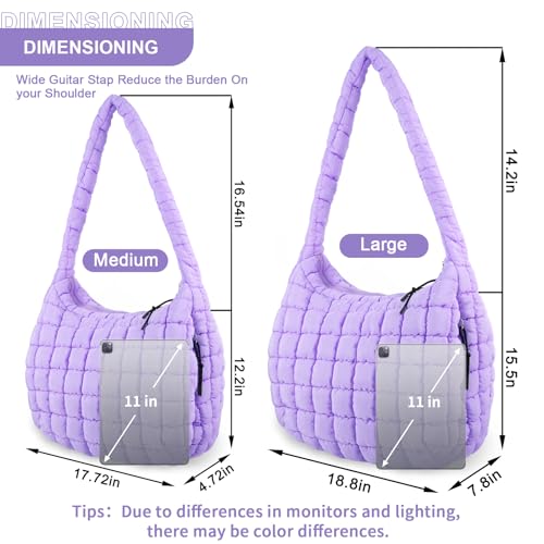 Image of Quilted Puffer Tote Bag Purse Puffy Crossbody Shoulder Bag,Lightweight Nylon Hobo Bag Puffer Carryall Bag for Women Girl