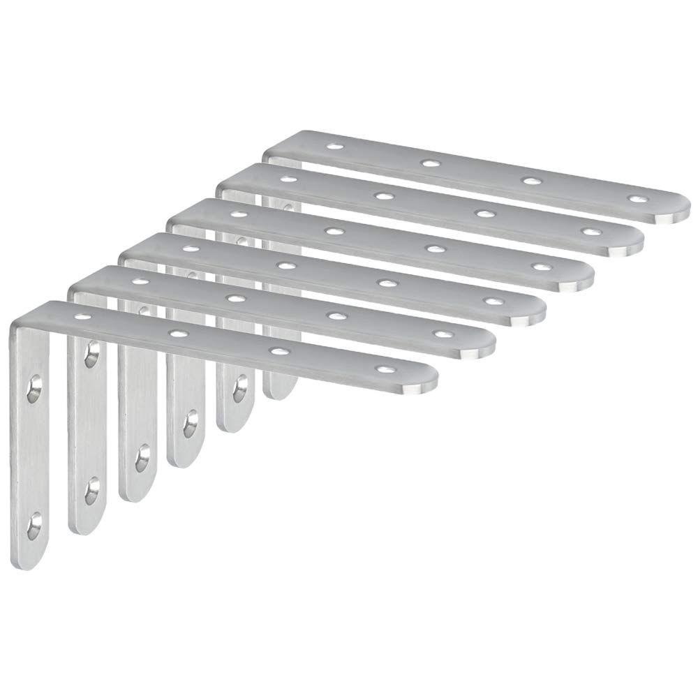 Mooche 6PCS Brushed Shelf Brackets 150mm, Metal L Bracket for Shelves