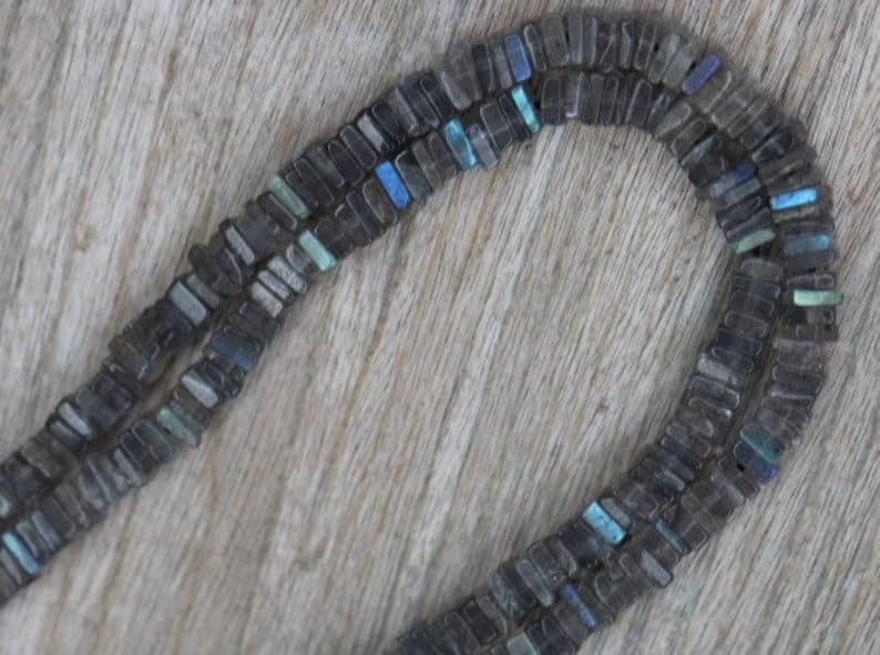 Perles en labradorite Heishi 3-4mm pour création de bijoux et colliers