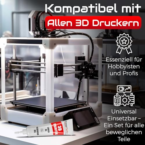 BaessTech 3D-Drucker Fett & Öl Zubehör Set zur professionellen Wartung - Spindel Öl Fett zur Druckoptimierung & Geräuschreduktion - 3D Druck Schmierfett, 30ml Lageröl & 30g Spindelfett Set