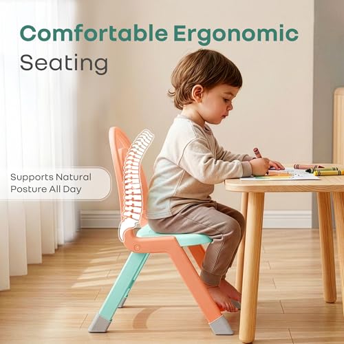 Image of R for Rabbit Jelly Bean Zippy Kids Folding Chair for 1-8 Years | Ergonomic Back Support | Lightweight & Portable | Stable Triangular Design | Indoor Outdoor Study Play Chair, Upto 40 kg (Peach Green)