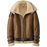  Denny&Dora Giubbotto in shearling Giubbotto bomber B3 da uomo Giubbotto corto in pelle Cappotti invernali da uomo Giubbotto in pelliccia Marrone vintage (Marrone vintage, S)