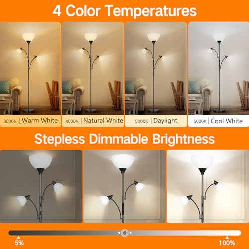 Lámpara de pie regulable contra la fatiga visual con control por APP y cuatro modos de luz 3