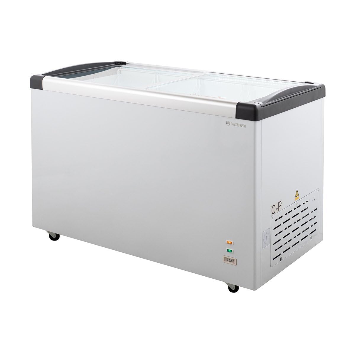 GastroHero Gefriertruhe ECO 450 I Tiefkühltruhe groß 355L I Tiefkühltruhe mit Glasschiebedeckel I Kühltruhe abschließbar I Gefrierschrank