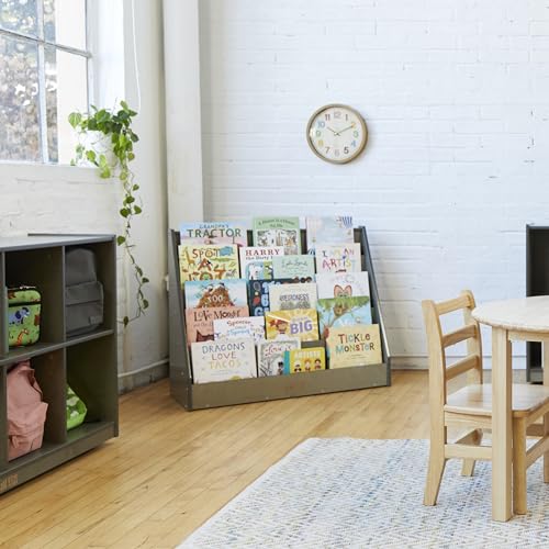 Image of ECR4Kids Single-Sided Wooden Book Display, Montessori Furniture, Grey Wash