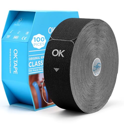 OK TAPE Kinesiology Tape Pre Cut Strips Bulk (100 PCS),Elastic