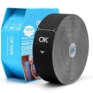 OK TAPE Kinesiology Tape Pre Cut Strips Bulk (100 PCS),Elastic Cotton Latex Free Hypoallergenic Athletic Tape Roll for Muscle Joint Knee,Waterproof k Tape 2in×10in/PCS