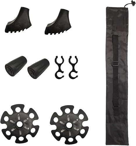 Juego de 9 puntas de goma de repuesto para bastones de senderismo, bastones de senderismo, protectores universales de 9 piezas, bolsa de transporte
