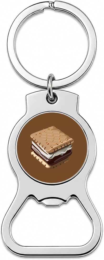 S'mores Marshmallow Camping Food Bottle Opener Keychain
