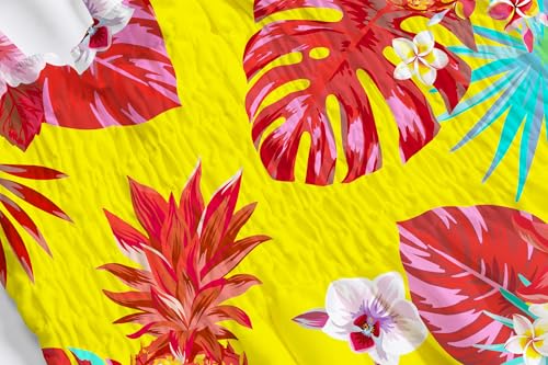 Image of Cromoncent Matching Hawaiian Outfits for Family, Dad and Son Matching Luau Beach Tropical Shirts Mommy Daughter Tropical Sets