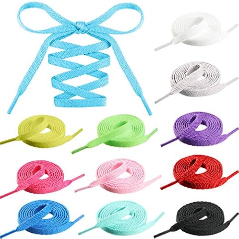 WILLBOND 12 Pairs 40 Inch Colourful Flat Shoelaces Cover