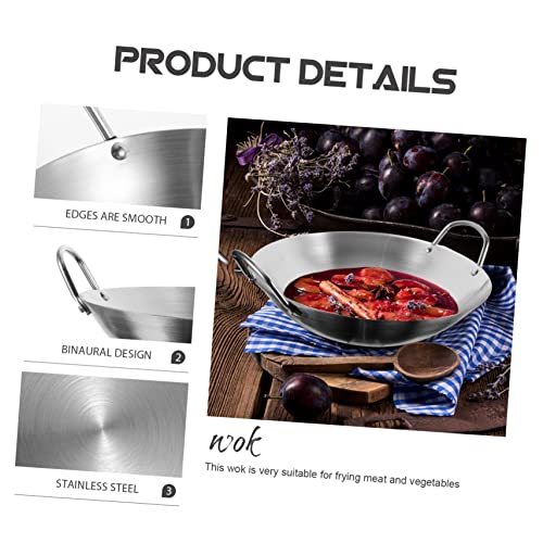 Wok de acero inoxidable con doble mango y base curva miniatura 7