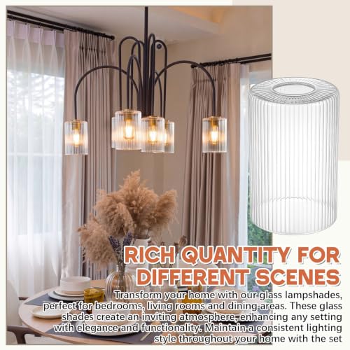 Image of Teenyyou 6 Pack Clear Ribbed Glass Lamp Shade 1-5 /8 inch (1.65 inch) Fitter