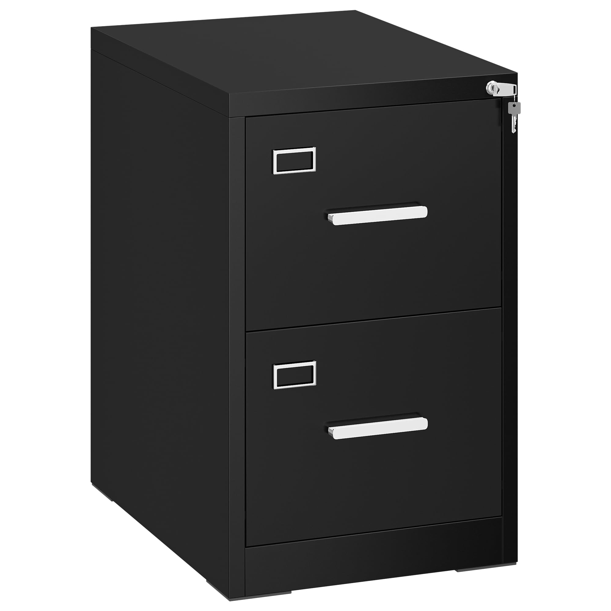 YITAHOME Archivador con cerradura con 2 cajones, archivadores de metal con tarjeta cue para A4, legal, carta, armario de oficina, armario de metal para oficina en casa, archivador colgante, negro, 62