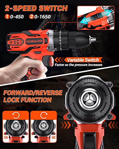 FAHEFANA Akkuschrauber 21V, Akku Bohrschrauber Set mit 2x2.0Ah Akku, 45Nm Akku Bohrmaschine, 25+3 Drehmomentstufen, 2… – Bild 7