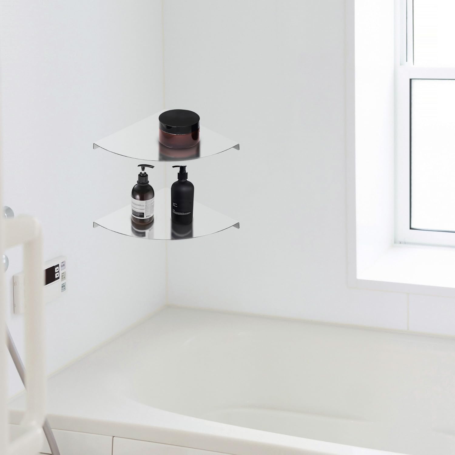304 in Acciaio Inox Mensola per Doccia Montaggio a Parete Impermeabile Scaffale Doccia Angolare Robusto Durevole Mensola Angolare per Doccia per Bagno e Camera da Letto (Chrome, 2PC)