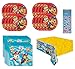 Paw Patrol Birthday Party Supplies Decoration Bundle Pack includes 16 Dessert Cake Paper Plates, 16 Napkins, 1 Table Cover, 1 Dinosaur Sticker Sheet (Bundle for 16)