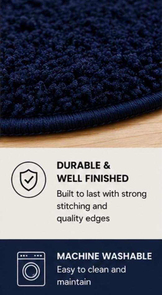 Image of Set of 2 Micro Anti Skid Bath Mat for Home Kitchen, Office, Water Absorbent Machine Washable and Quick Dry Luxury Mats for Bathroom, Kitchen, Entrance. (Blue Open)