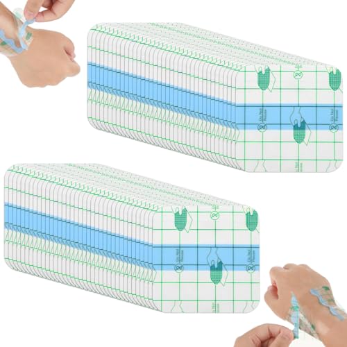 GXGM 100 piezas Vendaje transparente impermeable, parches de fijación elásticos de 6 cm * 6 cm, vendajes impermeables, protección de película de tatuaje transparente, protección de heridas