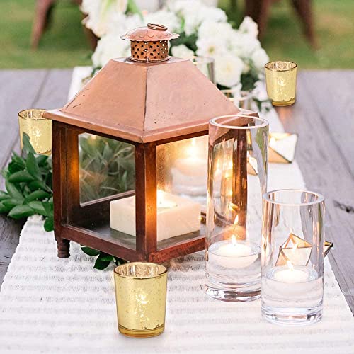 DARJEN 24Pcs Gold Votive Candle Holders for Table - Mercury Glass Votives Gold Candle Holder - Tealight Candle Holder for Wedding Centerpieces & Party Decorations (L-Gold)