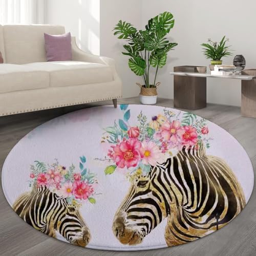 Tapis rond moelleux motif floral nordique 3D pour réchauffer votre chambre - 2
